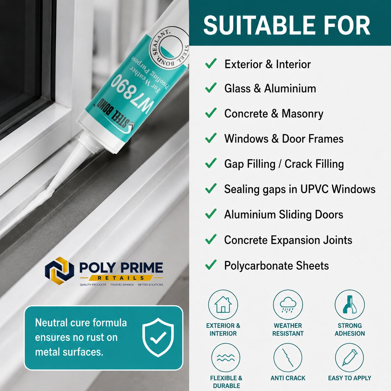 Steel Bond W7890 Weatherproof Silicone Sealant – 300 ml