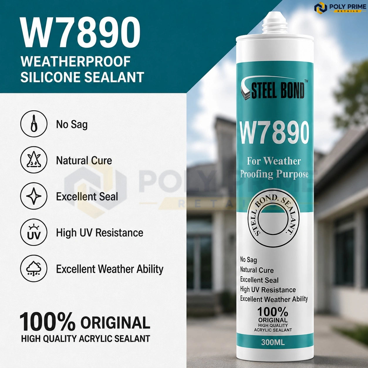 Steel Bond W7890 Weatherproof Silicone Sealant – 300 ml